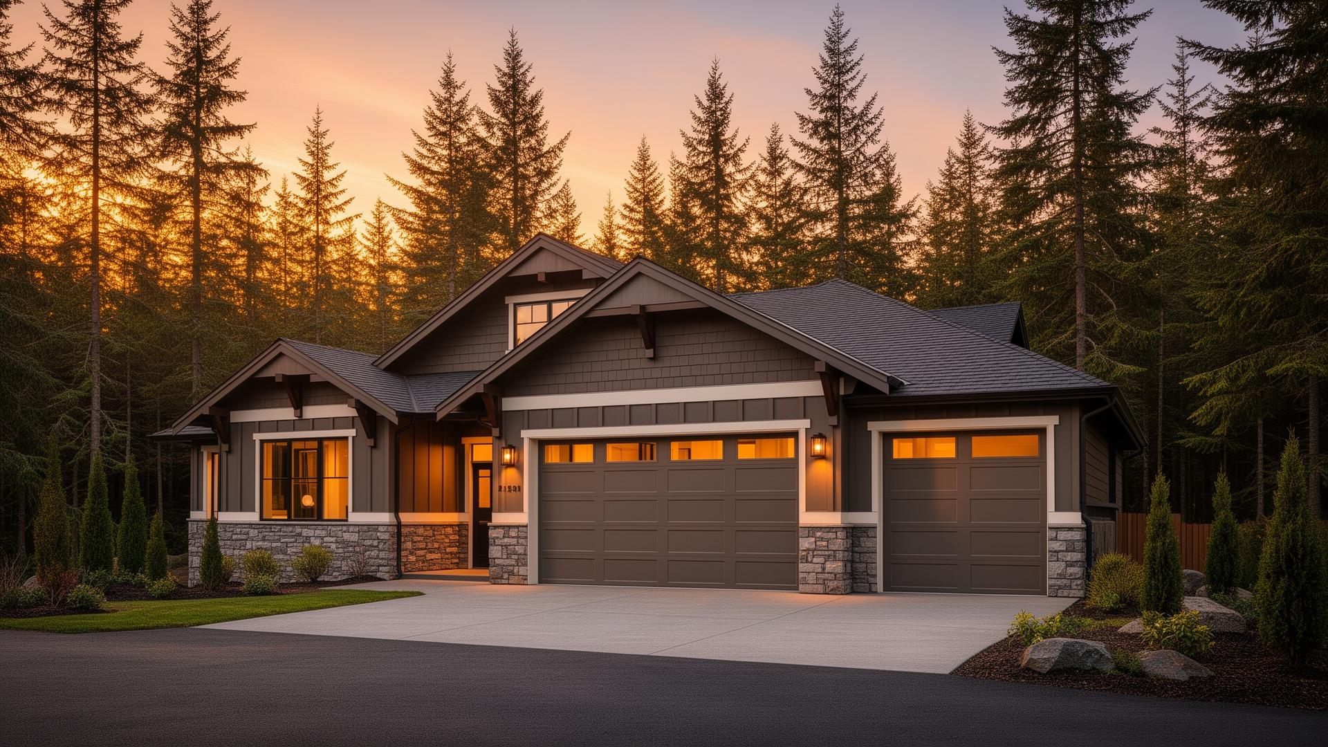 Professional garage door installation on a modern Oregon home by Idleyld Park Garage Doors